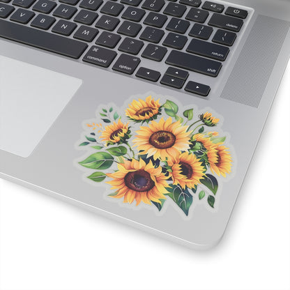 Beautiful Sunflower Bouquet Kiss-Cut Sticker, Floral Vinyl Decal, Laptop Water Bottle Sticker, Sunshine Decor Happy Vibes Positive Affirmation