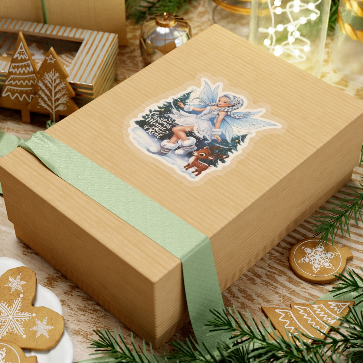 Christmas Magic Is Real, Winter Fairy Sticker, Cute Reindeer Vinyl Decal, Holiday Laptop Aesthetic Fantasy Art Gift, Scrapbooking Planner Gift