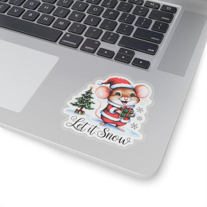 Let It Snow Sticker, Winter Kiss Cut Vinyl Decal, Christmas Holiday Sticker, Waterproof Sticker, Snowflake Sticker, Cute Laptop Sticker