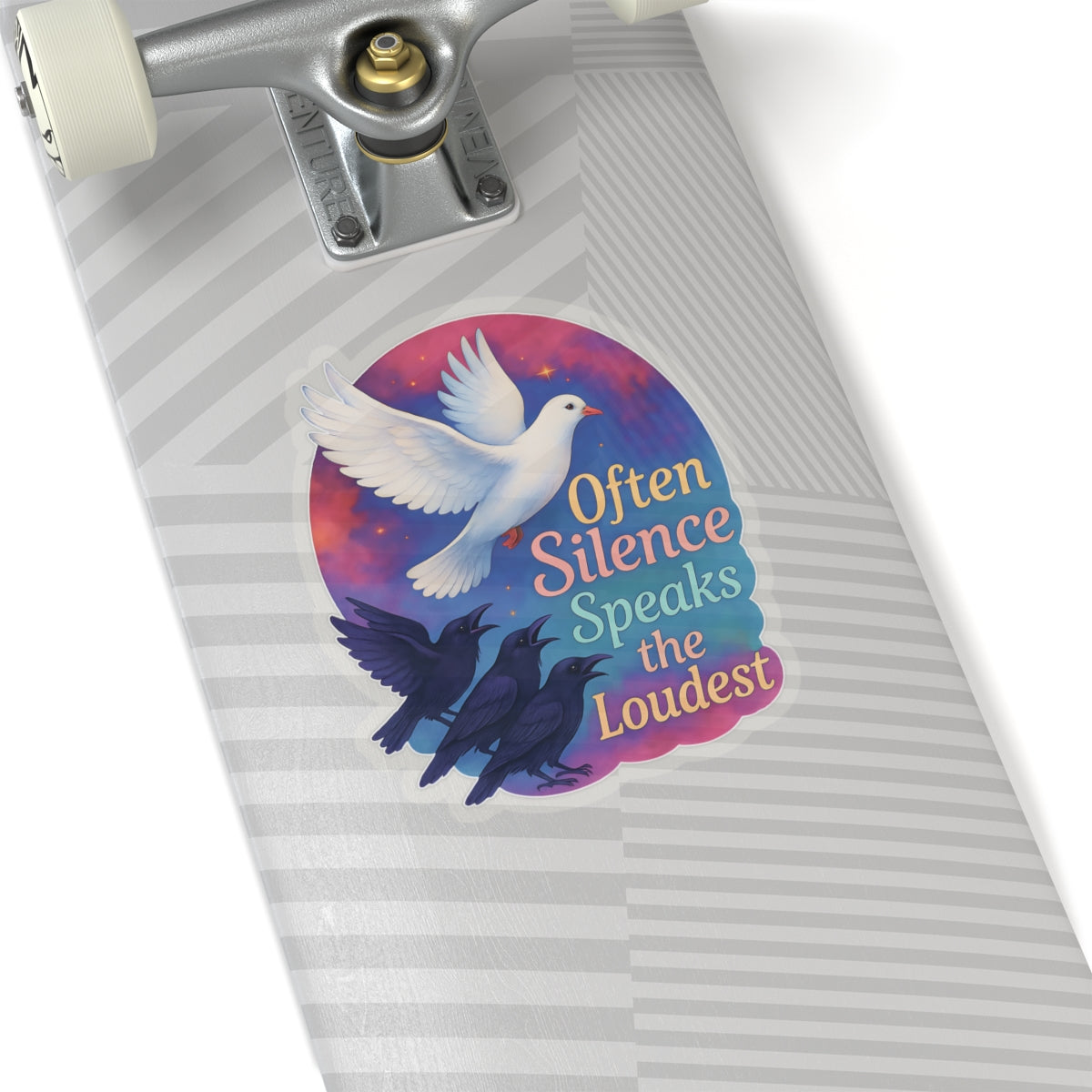 Often Silence Speaks The Loudest Sticker, Colorful Dove And Crows Vinyl Sticker, Deep Thought Introvert Gift Philosophy Art Waterproof Decal