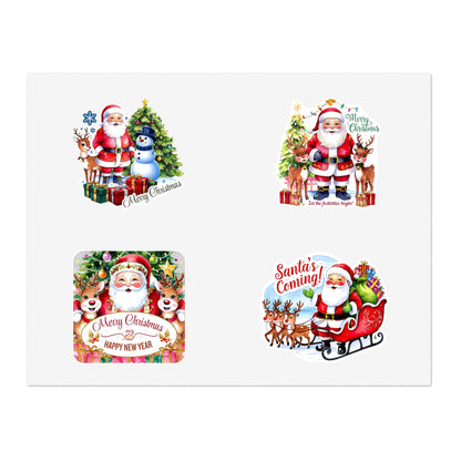 Santa Sticker Set, Christmas Decor Festive Vinyl Stickers, Holiday Scrapbook Supplies, Cute Santa Claus Planner Gift, Indoor Outdoor Accessories