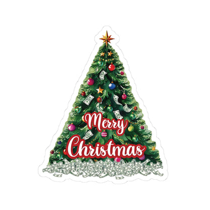 Christmas Prosperity Tree Sticker, Holiday Money Tree Vinyl Decal, Merry Christmas Gift, Laptop Decor, Prosperity Art Xmas Planner Scrapbook Mug Decal