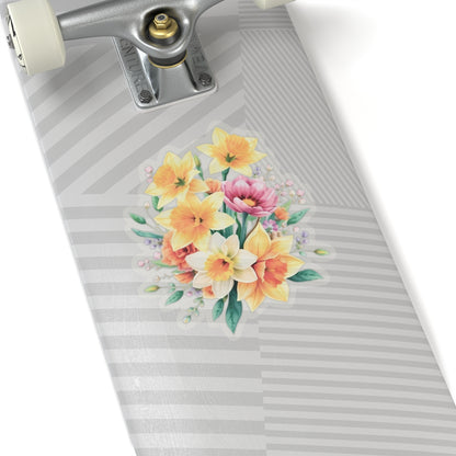 Spring Daffodil Sticker, March Birth Flower Symbol Of Hope Joy Good Luck, Waterproof Vinyl Kiss Cut Floral Laptop Water Bottle Scrapbook Gift