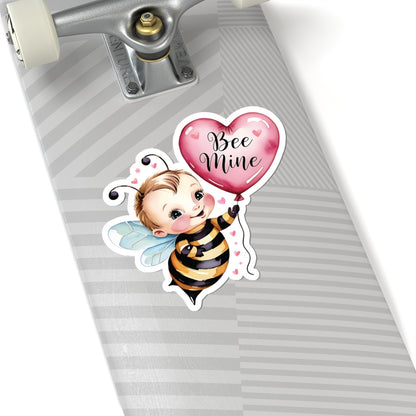 Bee Mine Sticker, Valentines Day Gift, Cute Bumble Bee Pun Vinyl Decal, Romantic Love Quote, Waterproof Kiss Cut Laptop Water Bottle Journal