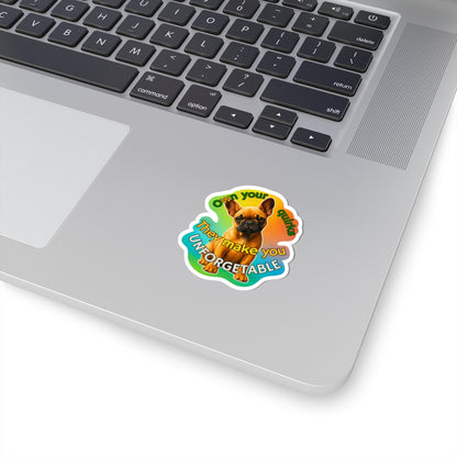 Own Your Quirks French Bulldog Vinyl Decal, Cute Dog Lover Gift Waterproof Sticker, Laptop Water Bottle Planner Funny Pet Sticker