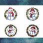 Four Snowman Sticker Set, Winter Holiday Decals, Christmas Snowmen Vinyl Stickers, Wreath Art For Laptop, Planner, Scrapbook, Mug,Journal