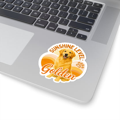 Sunshine Level: Golden Sticker, Golden Retriever Vinyl Sticker, Cute Golden Waterproof Sticker, Laptop Planner Dog Lover Gift Retriever Decal
