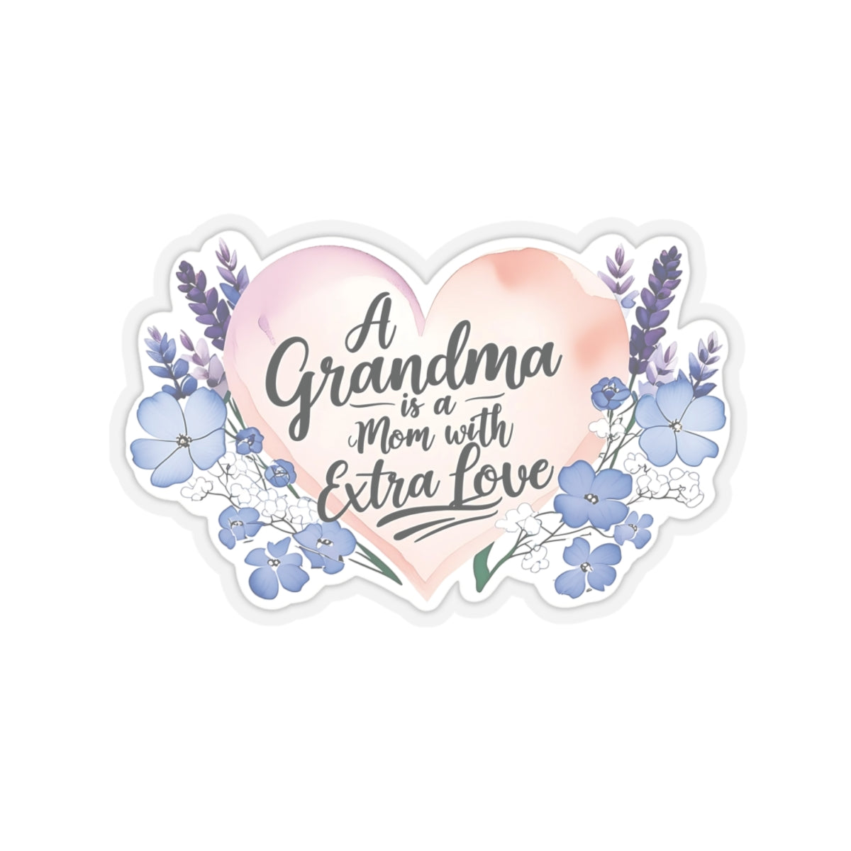 Grandma Mother's Day Kiss Cut Stickers, Floral Heart Gift Design, Cute Nana Sticker - Waterproof Vinyl Sticker