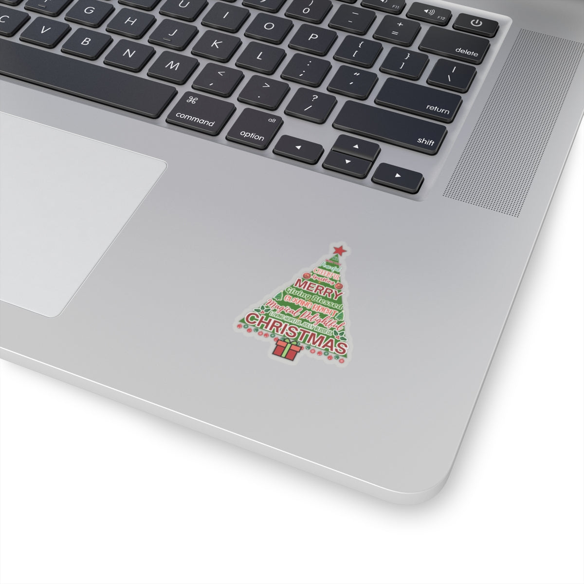 Christmas Tree Sticker, Positive Xmas Words Kiss Cut Sticker, Holiday Gift Sticker, Cute Festive Vinyl Waterproof Sticker For Scrapbook Laptop