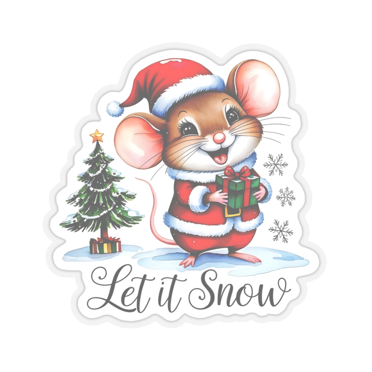 Let It Snow Sticker, Winter Kiss Cut Vinyl Decal, Christmas Holiday Sticker, Waterproof Sticker, Snowflake Sticker, Cute Laptop Sticker