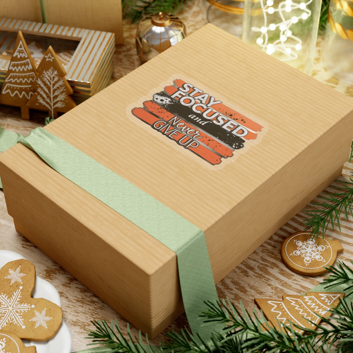 Stay Focused And Never Give Up Motivational Sticker, Inspirational Quote Decal, Positive Affirmation Sticker, Laptop Decor Water Bottle Decal