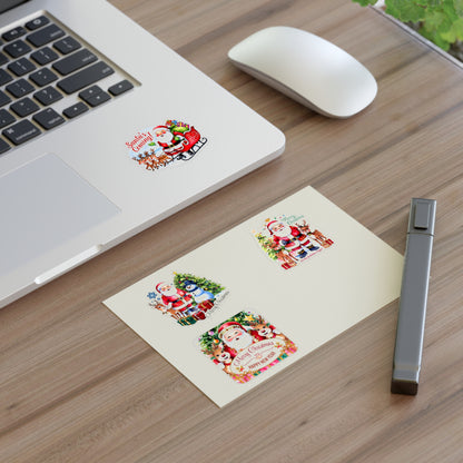 Santa Sticker Set, Christmas Decor Festive Vinyl Stickers, Holiday Scrapbook Supplies, Cute Santa Claus Planner Gift, Indoor Outdoor Accessories