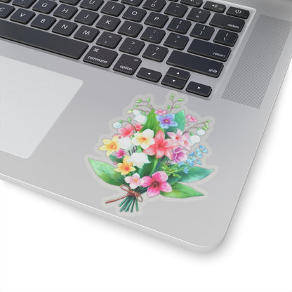 Spring Flower Bouquet Sticker, Lily Of The Valley May Birth Flower Vinyl Decal, Cute Floral Sticker Laptop Water Bottle Garden Gift