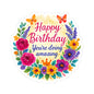 Happy Birthday You Are Doing Amazing Floral Watercolor Wreath Vinyl Sticker, Encouragement Gift Uplifting Birthday Quote Art Gift