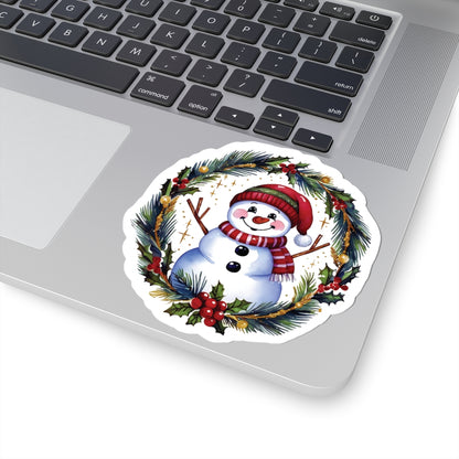 Cheerful Snowman Kiss Cut Stickers, Merry Christmas Holiday Decals, Festive Winter Sticker,  Scrapbooking Laptop Journal Gift Tag Planner