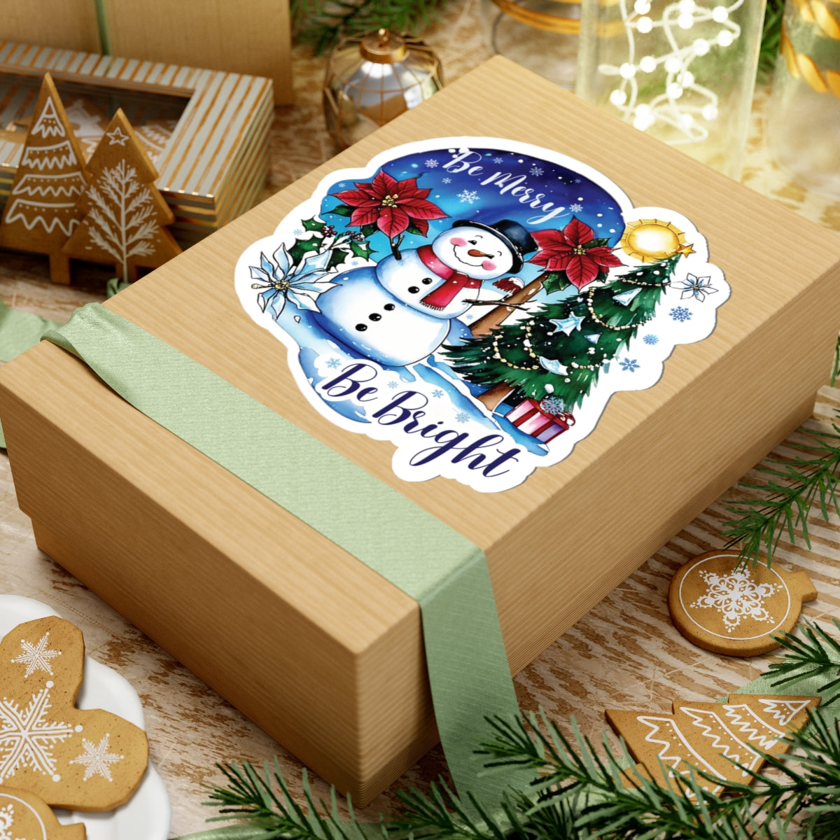 Be Merry Be Bright Sticker, Cute Snowman Christmas Holiday Sticker, Festive Winter Sticker Joyful Snowman Decor, Christmas Spirit Laptop Decal