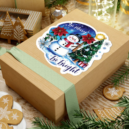 Be Merry Be Bright Sticker, Cute Snowman Christmas Holiday Sticker, Festive Winter Sticker Joyful Snowman Decor, Christmas Spirit Laptop Decal
