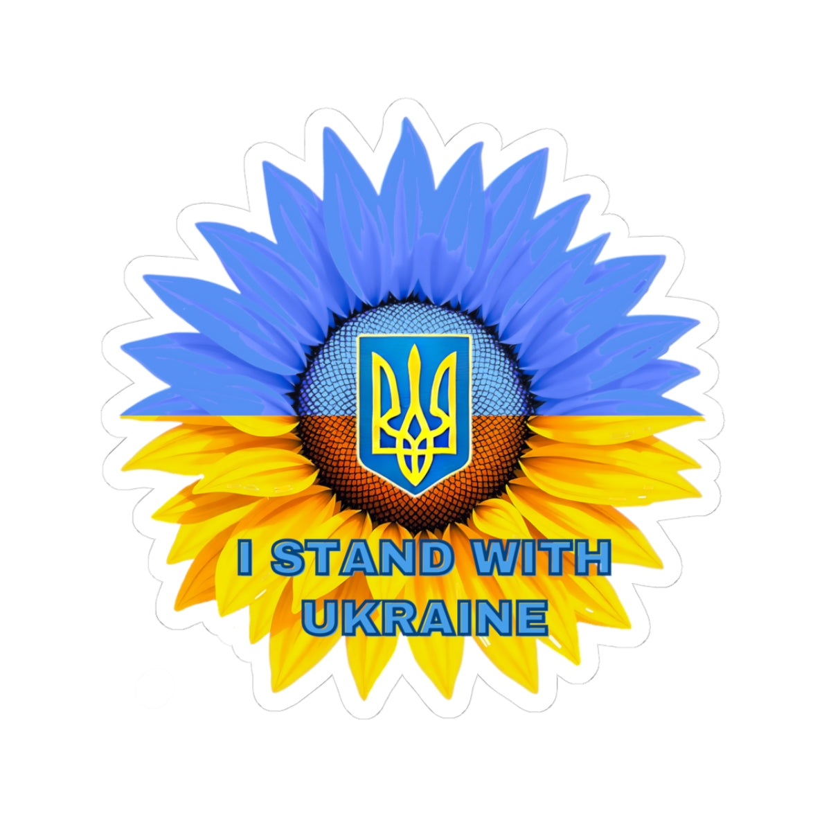 I Stand With Ukraine Sticker, Sunflower Flag Design Support Ukraine Decal, Slava Ukraini Vinyl Waterproof Kiss Cut Laptop Water Bottle Car
