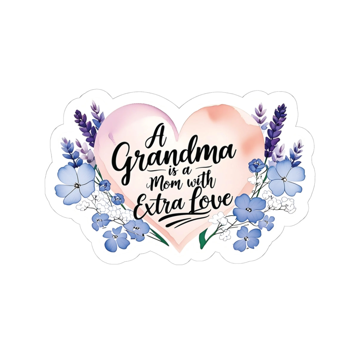 Grandma Mother's Day Kiss Cut Stickers, Floral Heart Gift Design, Cute Nana Sticker - Waterproof Vinyl Sticker