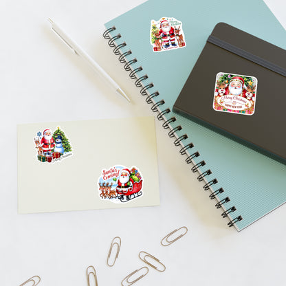 Santa Sticker Set, Christmas Decor Festive Vinyl Stickers, Holiday Scrapbook Supplies, Cute Santa Claus Planner Gift, Indoor Outdoor Accessories