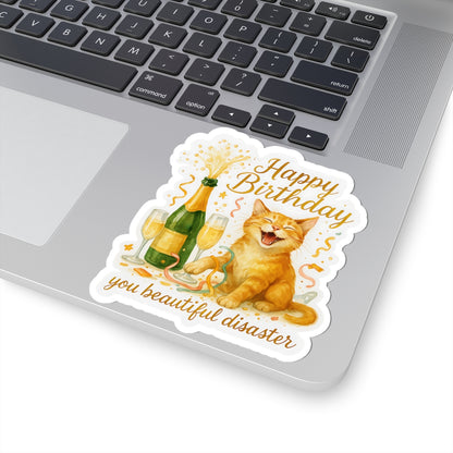 Happy Birthday Stickers, Funny Cute Cat Birthday Card Alternative, Watercolor Cat Stickers, Cat Party Gift, Cat Lover Birthday Gift Laptop Mug
