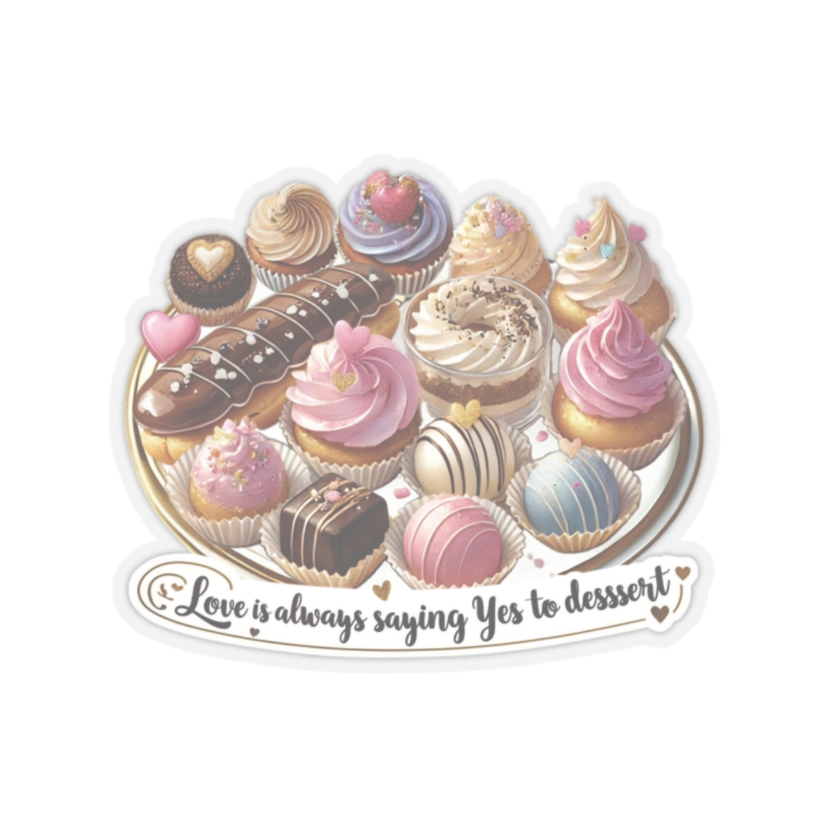 Love Is Always Saying Yes To Dessert Cute Foodie Sticker, Funny Dessert Lover Sticker, Sweet Treat Quote Sticke,  Positive Vibes Sticker Gift