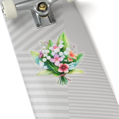 Spring Bouquet Sticker, Lily of The Valley May Birth Flower Vinyl Decal, Floral Laptop Sticker Water Bottle Gift Mother's Day Sticker