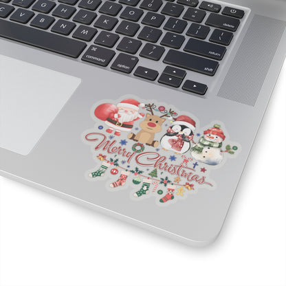 Merry Christmas Sticker, Cute Festive Characters Sticker, Holiday Vinyl Sticker, Funny Christmas Quote Sticker, Scrapbook Laptop Sticker Gift