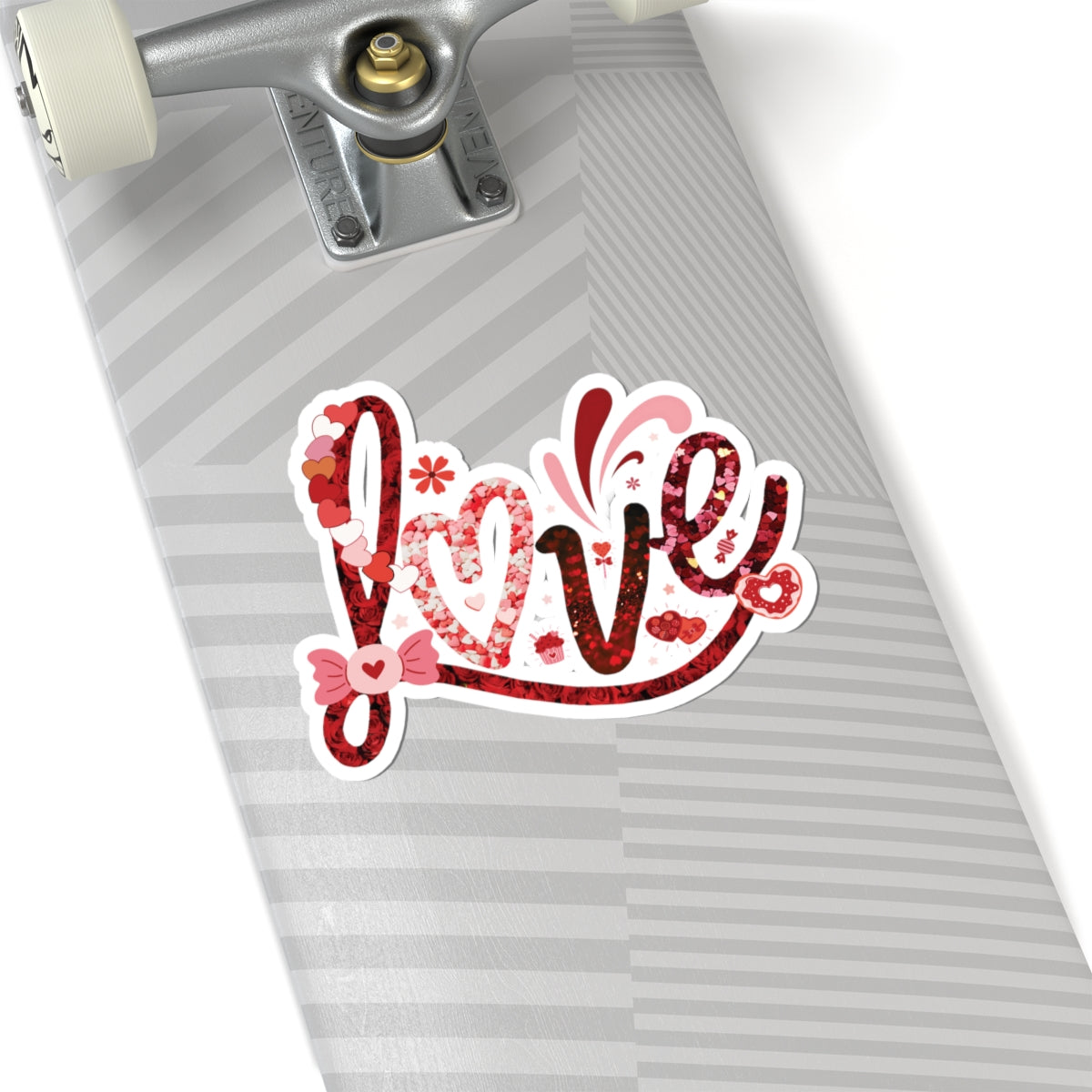 Love Sticker, Valentine's Day Gift, Colorful Heart Candy Vinyl Decal, Romantic Cute Quote, Waterproof Kiss Cut Laptop Scrapbook Water Bottle