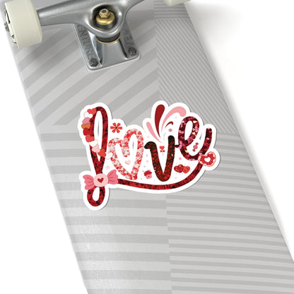 Love Sticker, Valentine's Day Gift, Colorful Heart Candy Vinyl Decal, Romantic Cute Quote, Waterproof Kiss Cut Laptop Scrapbook Water Bottle