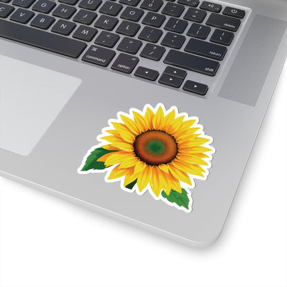 Magnificent Sunflower Kiss Cut Sticker, Floral Deca Botanical Design Laptop Decor, Water Bottle Sticker, Nature Lover Gift Mothers Day Gift
