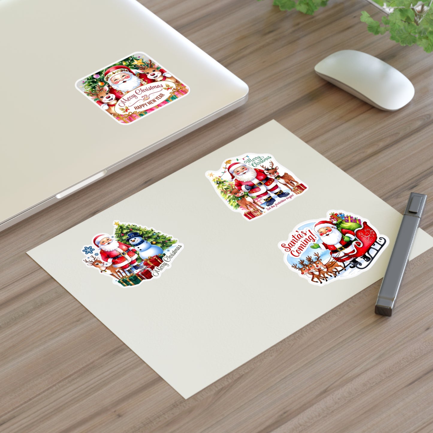 Santa Sticker Set, Christmas Decor Festive Vinyl Stickers, Holiday Scrapbook Supplies, Cute Santa Claus Planner Gift, Indoor Outdoor Accessories