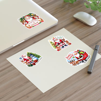 Santa Sticker Set, Christmas Decor Festive Vinyl Stickers, Holiday Scrapbook Supplies, Cute Santa Claus Planner Gift, Indoor Outdoor Accessories