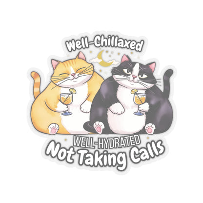 Well-Chillaxed Well-Hydrated Not Taking Calls Funny Kiss-Cut Sticker Waterproof Durable Laptop Water Bottle Sticker Gift