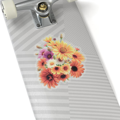 Garden Flowers Bouquet Sticker Gerbera Daisies April Birth Flower Symbol Of Joy Waterproof Vinyl Kiss Cut Laptop Water Bottle Scrapbook