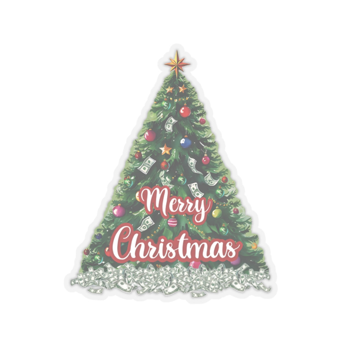 Christmas Prosperity Tree Sticker, Holiday Money Tree Vinyl Decal, Merry Christmas Gift, Laptop Decor, Prosperity Art Xmas Planner Scrapbook Mug Decal