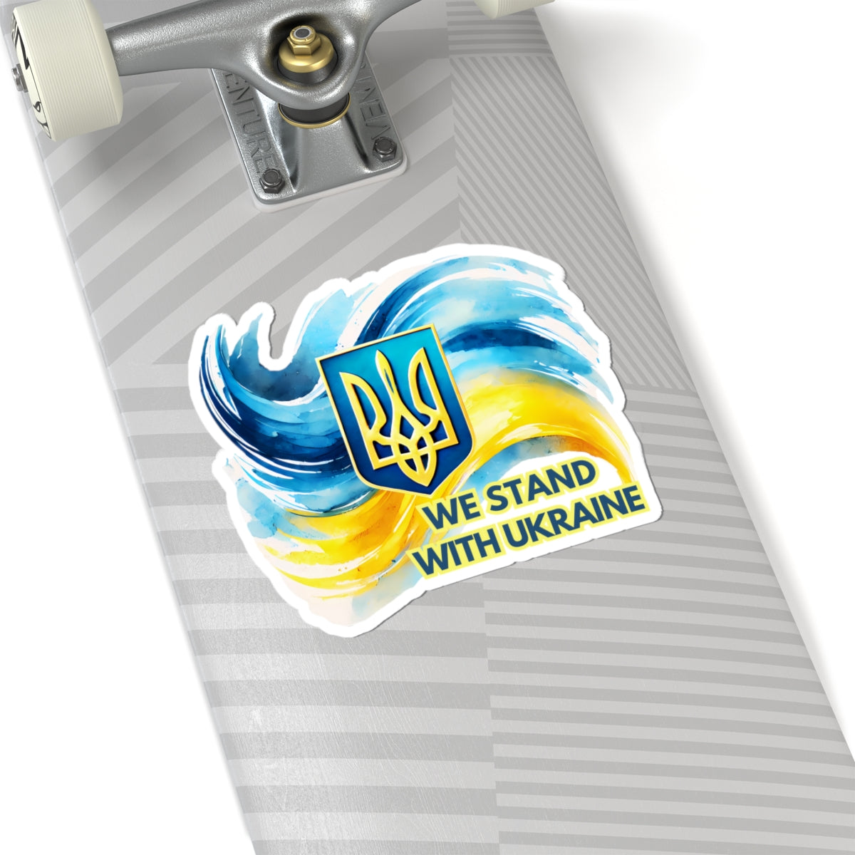 We Stand With Ukraine Sticker, Ukrainian Flag Trident Support Decal, Slava Ukraini Vinyl Waterproof Kiss Cut Laptop Water Bottle Journal Car