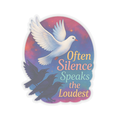 Often Silence Speaks The Loudest Sticker, Colorful Dove And Crows Vinyl Sticker, Deep Thought Introvert Gift Philosophy Art Waterproof Decal