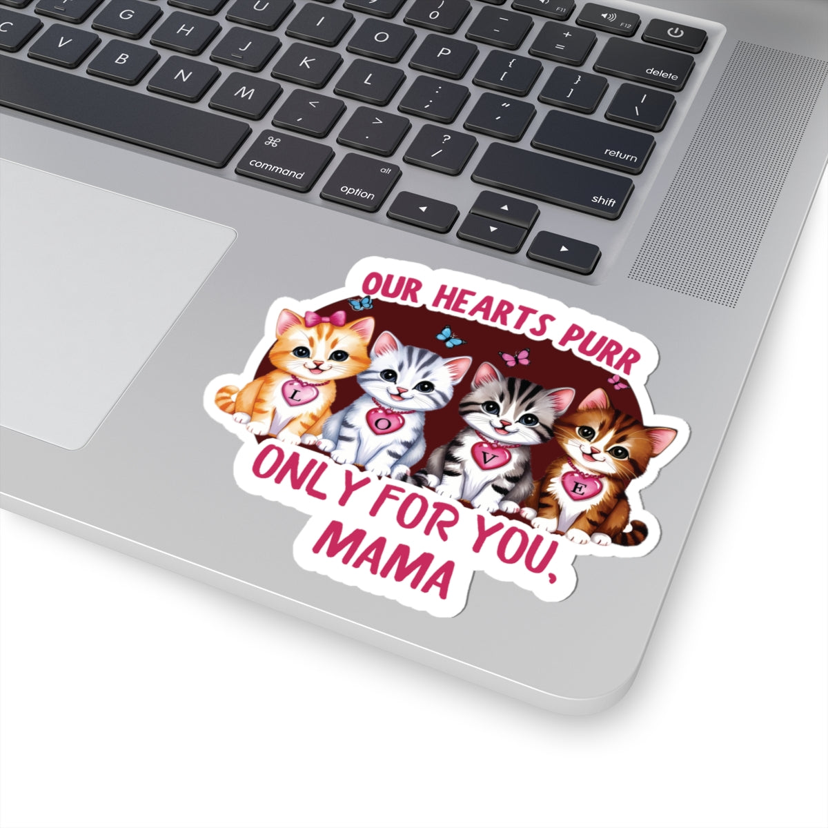 Mother's Day Sticker Our Hearts Purr Only For You, Cat Lady Gift, Cute Cat Lovers Sticker, Waterproof Vinyl Sticker, Happy Mother's Day Gift