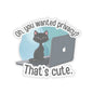 Oh, You Wanted Privacy, That's Cute, Funny Cat Sticker, Sarcastic Kitty Waterproof Durable Laptop Water Bottle Sticker