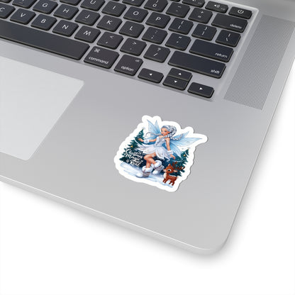 Christmas Magic Is Real, Winter Fairy Sticker, Cute Reindeer Vinyl Decal, Holiday Laptop Aesthetic Fantasy Art Gift, Scrapbooking Planner Gift