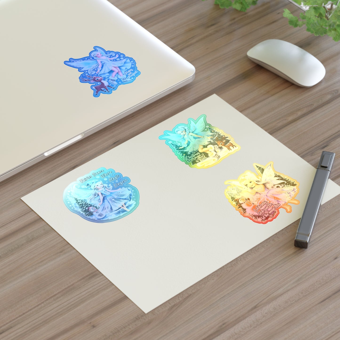 Winter Fairies Sticker Set, Merry And Magical Sticker Pack, Fairy And Reindeer Stickers, Holiday Vinyl Stickers, Planner Scrapbook Stickers