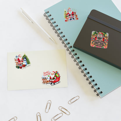 Santa Sticker Set, Christmas Decor Festive Vinyl Stickers, Holiday Scrapbook Supplies, Cute Santa Claus Planner Gift, Indoor Outdoor Accessories