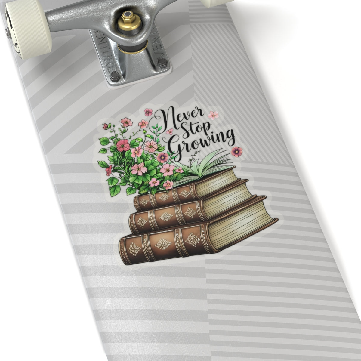 Never Stop Growing Motivational Sticker, Inspirational Growth Mindset Vinyl Decal, Positive Quote Plant Design, Laptop Water Bottle Decor