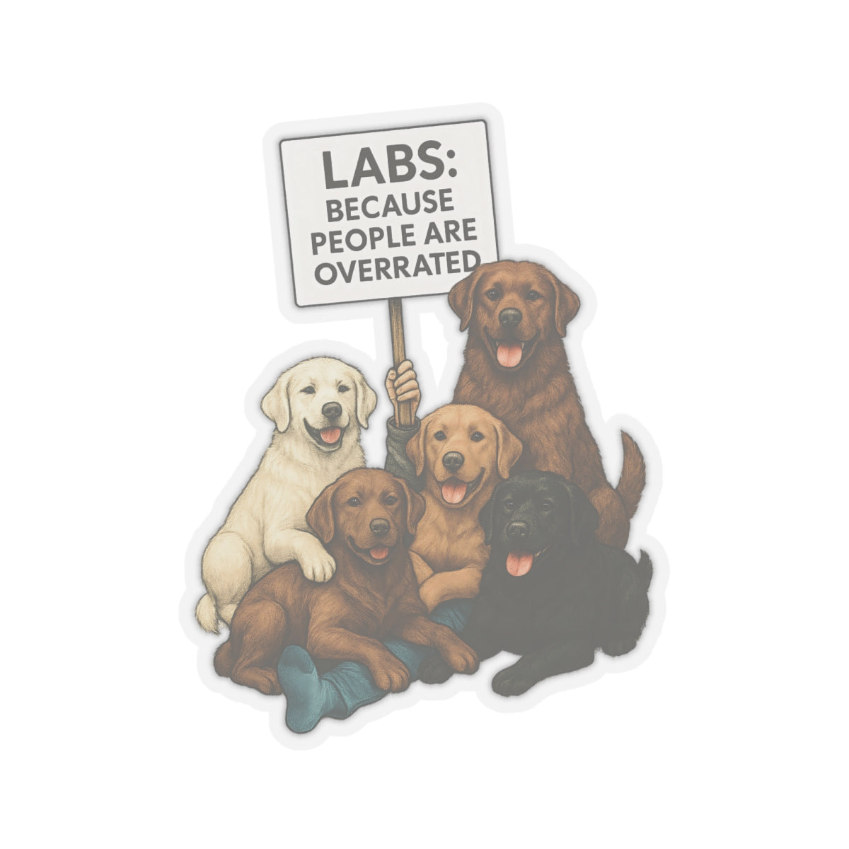LABS: Because People Are Overrated Sticker, Funny Labrador Vinyl Sticker, Dog Lover Gift, Waterproof Pet Sticker, Laptop Planner Mug Decal