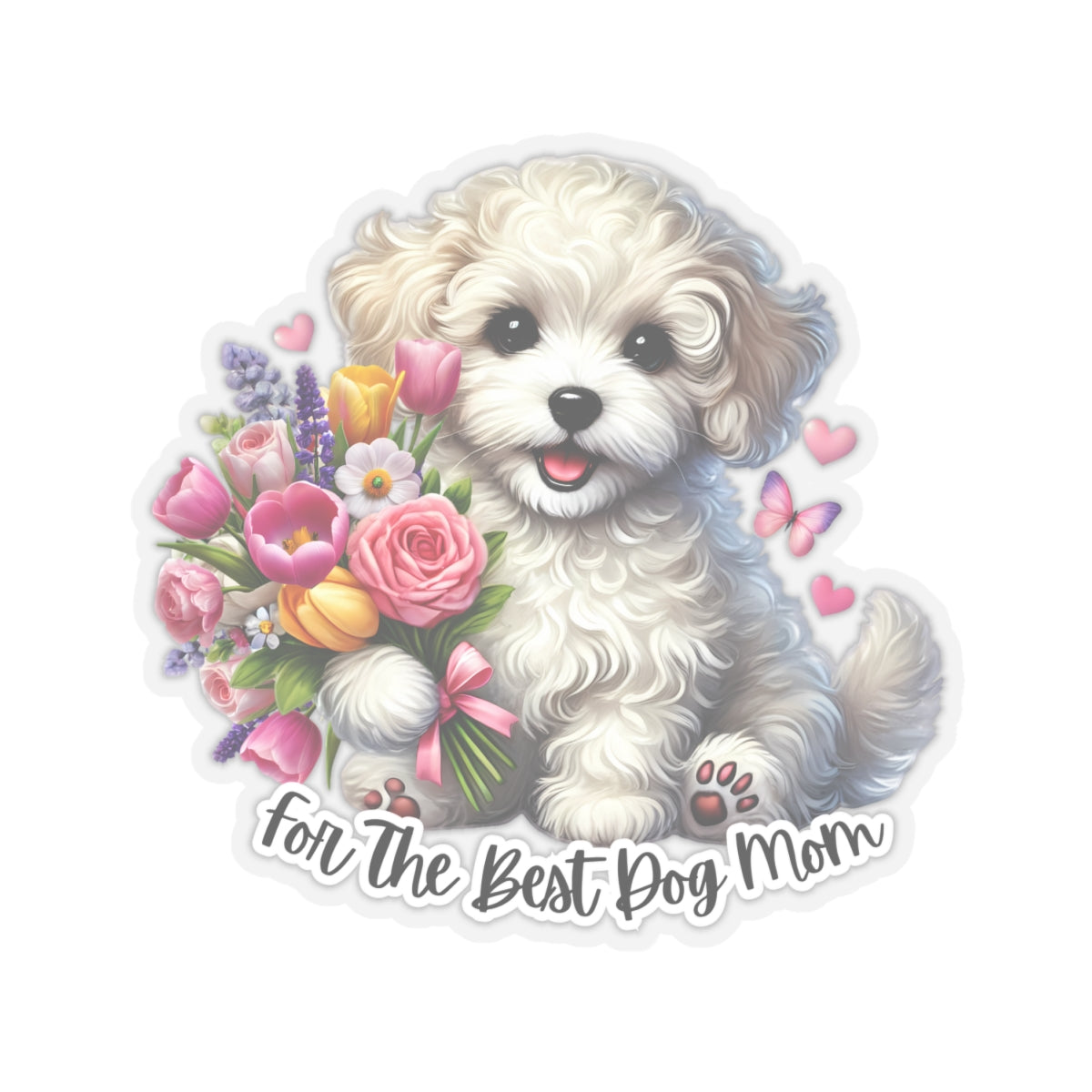 For The Best Dog Mom Sticker, Doxie Poo Mother's Day Vinyl Sticker, Cute Dog Lover Waterproof Kiss Cut Sticker, Small Gift Idea For Dog Moms