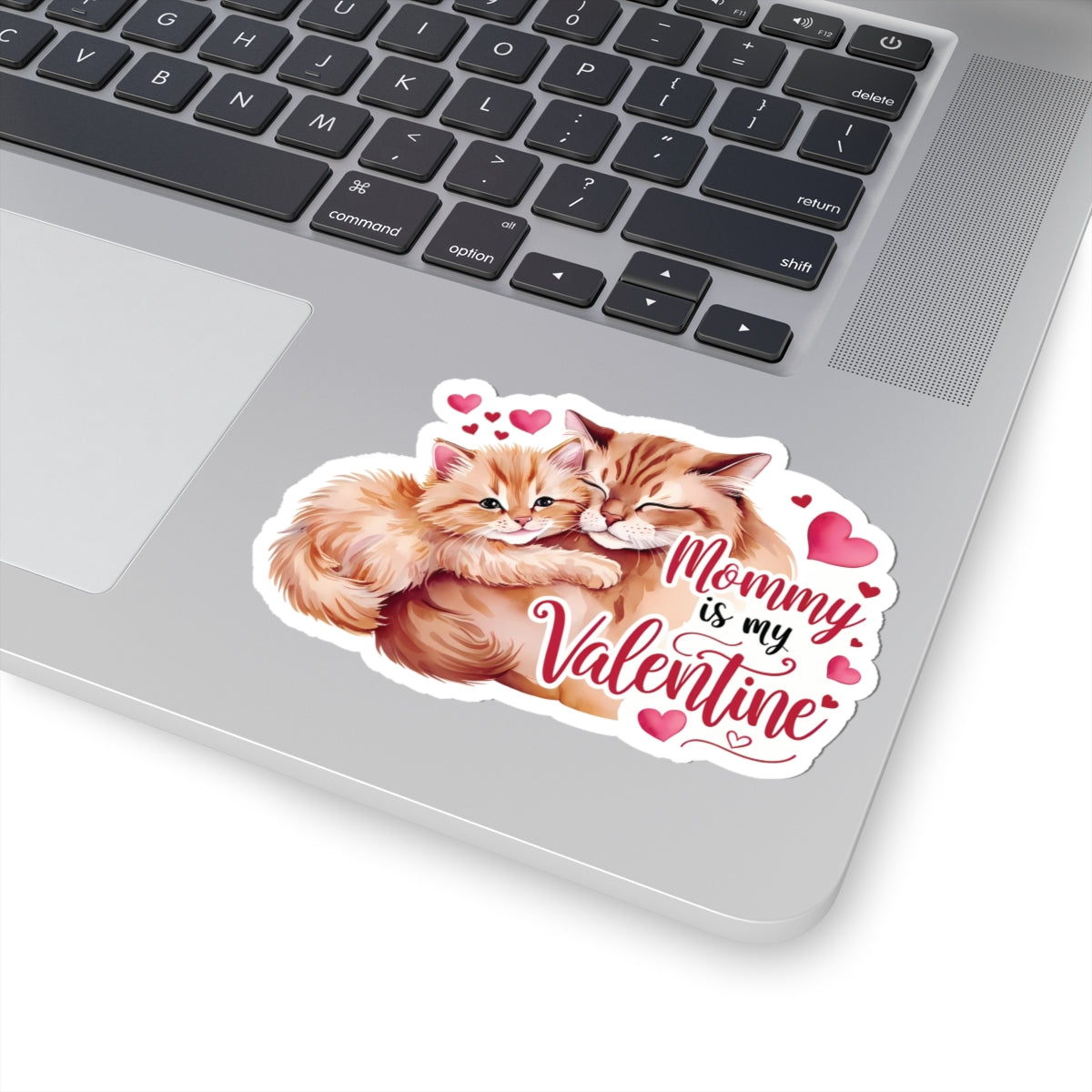 Mommy Is My Valentine Sticker, Cute Cat Valentines Day Gift For Mom, Waterproof Vinyl Decal, Kiss Cut Laptop Water Bottle Journal Scrapbook Fun