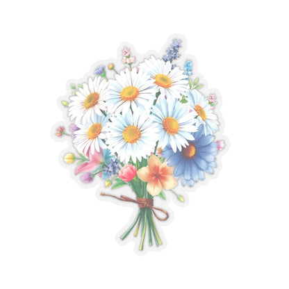 Beautiful Bouquet White Daisies Spring Flowers Kiss-Cut Sticker, Symbol of Purity Innocence Joy April Birth Flower Planner Sticker