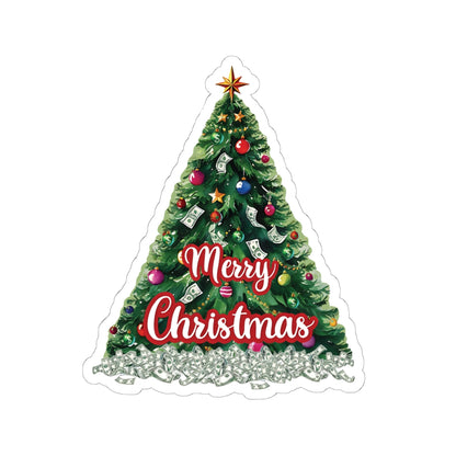 Christmas Prosperity Tree Sticker, Holiday Money Tree Vinyl Decal, Merry Christmas Gift, Laptop Decor, Prosperity Art Xmas Planner Scrapbook Mug Decal