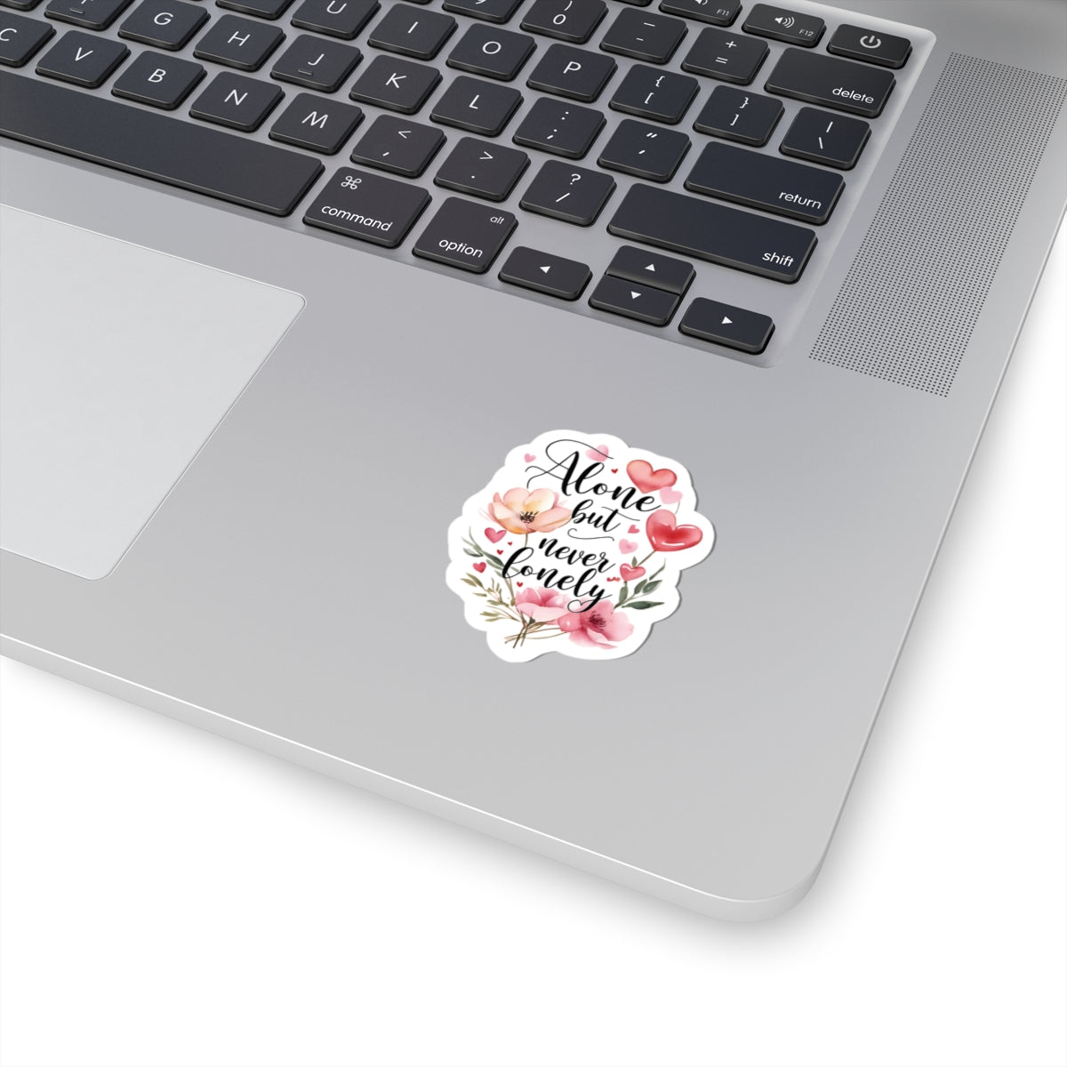 Alone But Never Lonely Sticker, Introvert Quote Kiss-Cut Vinyl Decal, Waterproof Durable Laptop Water Bottle Decoration Self-Care Unique Gift